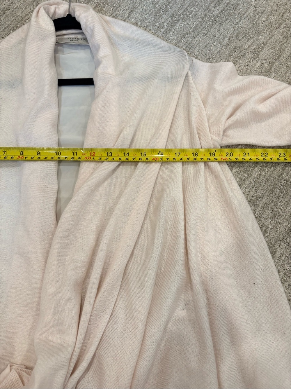 AllSaints Ires Woven Merino Wool Waterfall Cardigan | Blush Pink | Medium - Picture 10 of 11